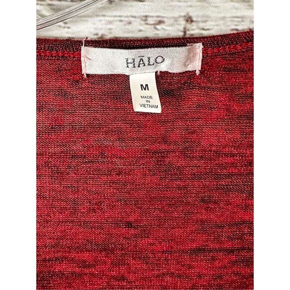 Halo Women's Polyester Spandex Sparkle Sequin Accent Pullover Top Red Medium - Picture 6 of 10